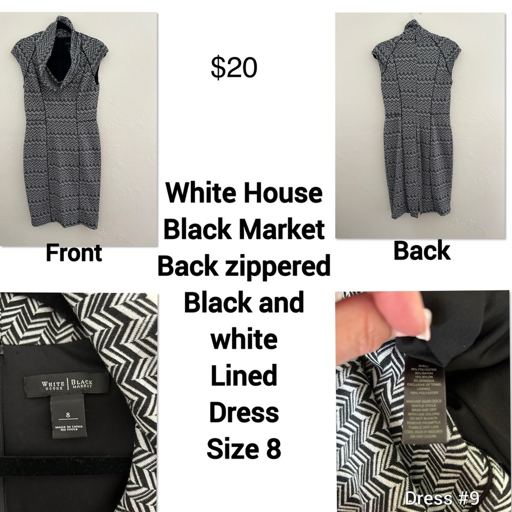 White House Black Market, lined, zipper back dress